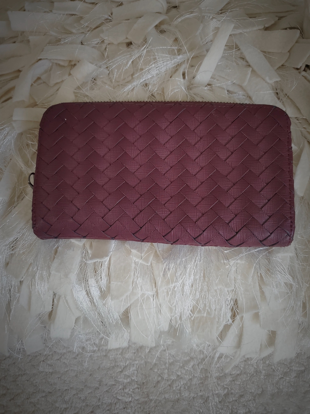 Deux Lux Woven Zip-Around Wallet in Burgundy